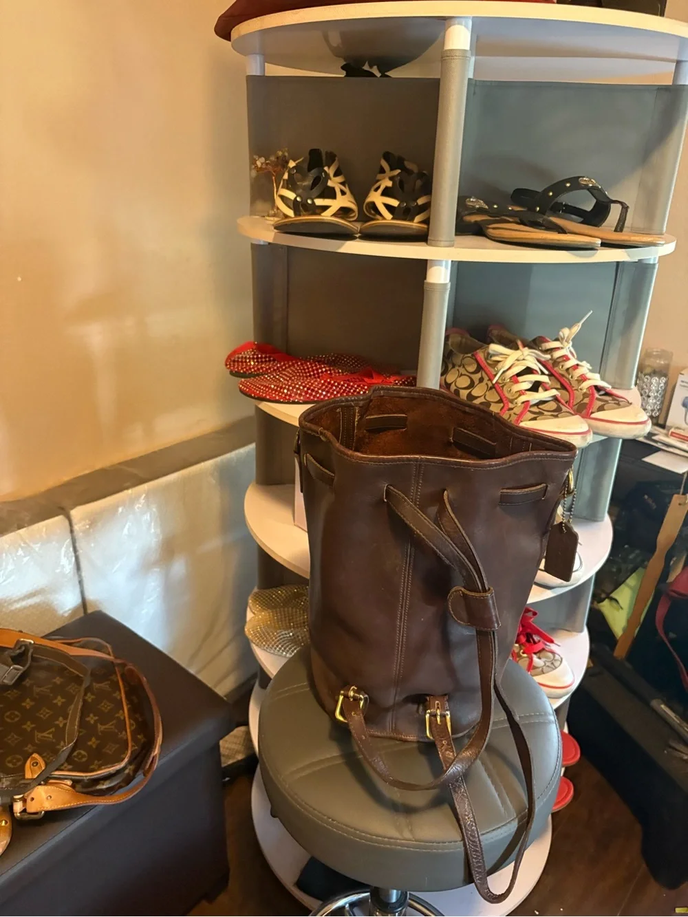 Coach Brown Leather Backpack with Front Pocket - Picture 2 of 2